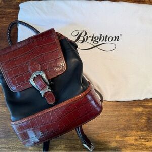Vintage Brighton, black and brown leather backpack  bag